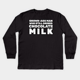 Man Chocolate Milk Drinker Kids Long Sleeve T-Shirt